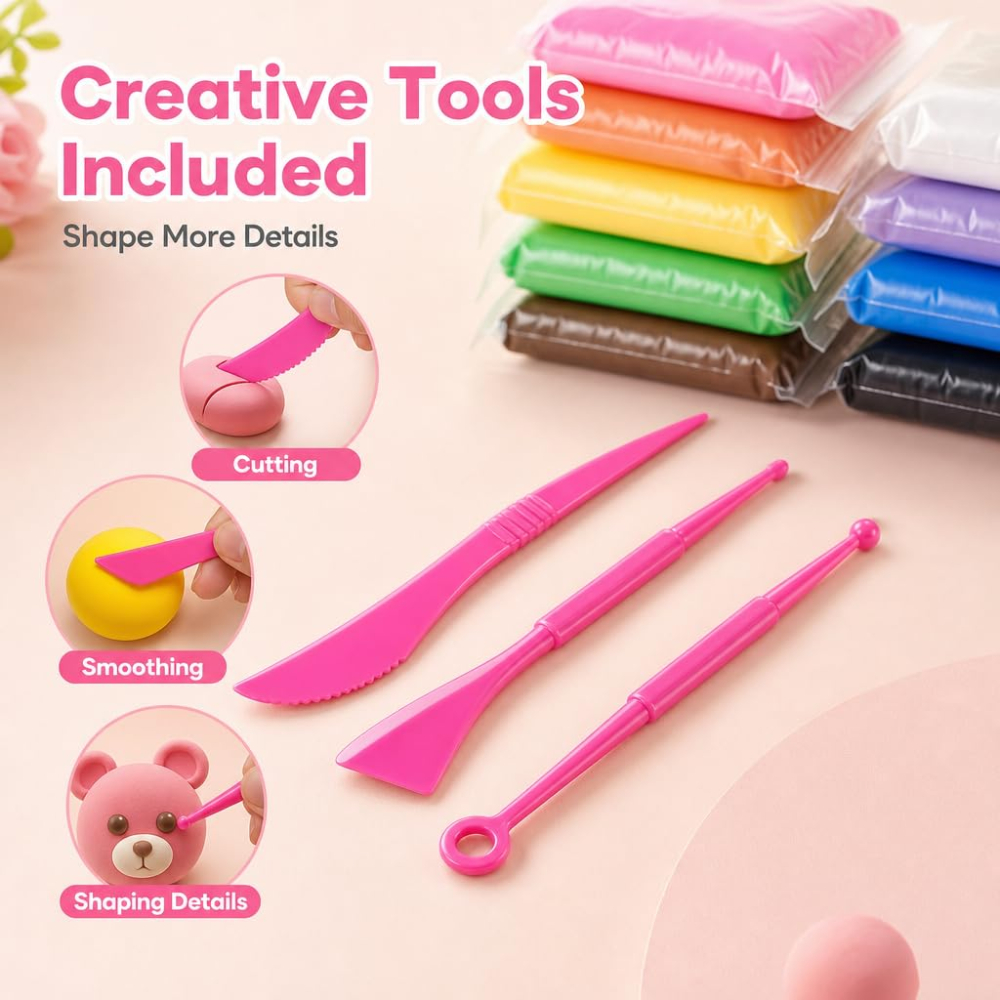Air Dry Modeling Clay Kit Soft - Model Kit Tools ulasan dan harga