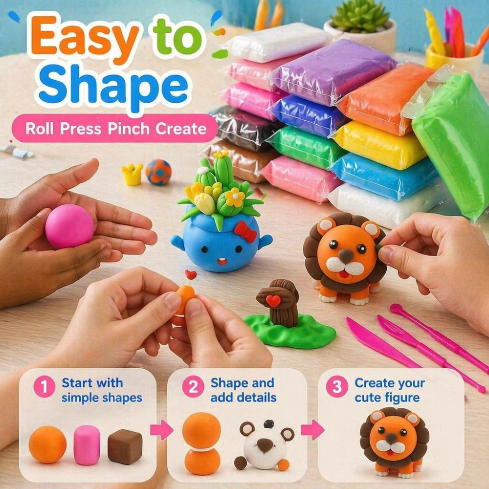 Air Dry Modeling Clay Kit Soft - Model Kit Tools ulasan dan harga