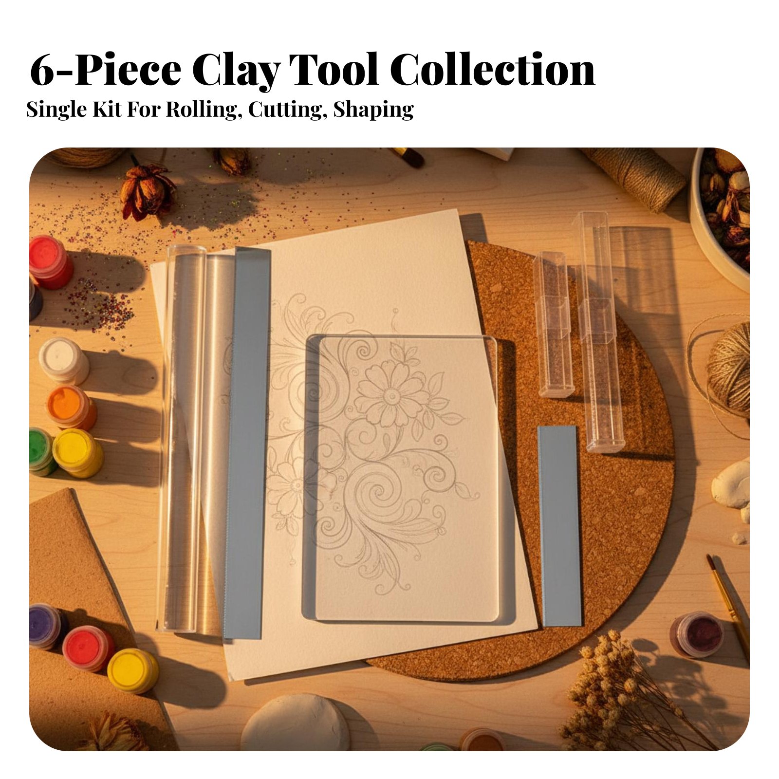 6 Pieces Acrylic Clay Cylinder - Model Kit Tool Set ulasan dan harga
